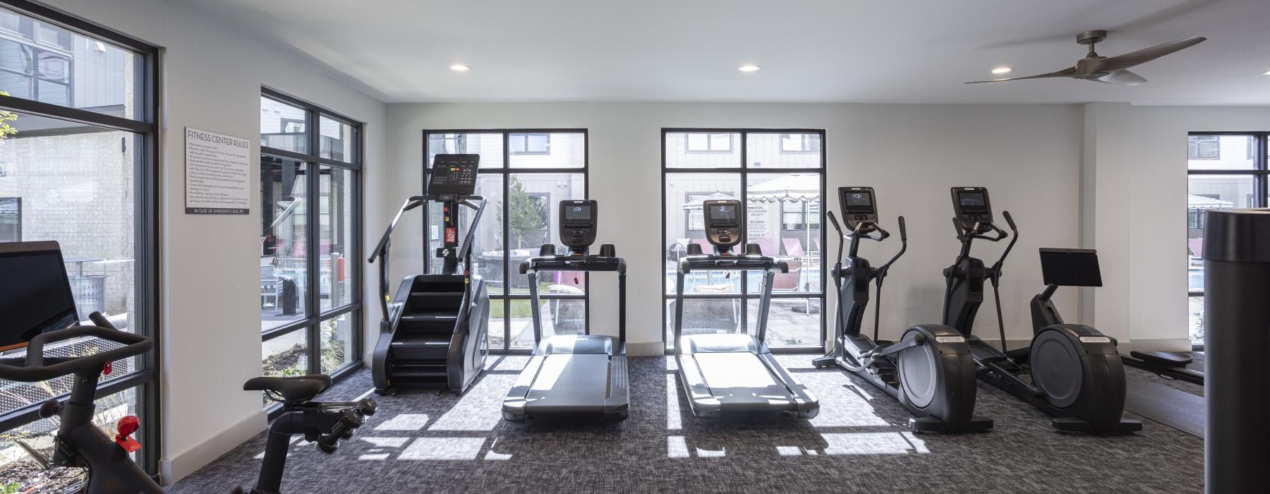 a gym with exercise equipment